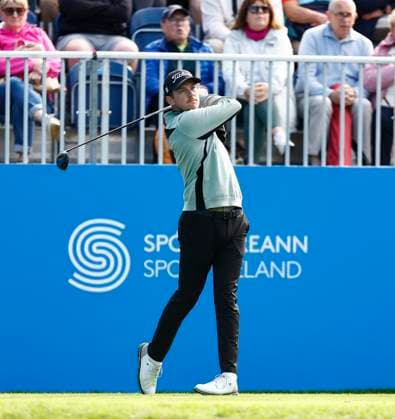5th September 2025; The K Club, Straffan, County Kildare, Ireland: Amgen Irish Open Golf Second Round; Daniel Hillier of New Zealand tees off on the 1st hole  PeterxFitzpatrick