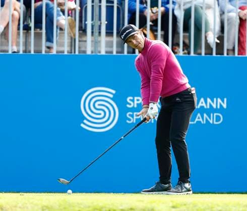 5th September 2025; The K Club, Straffan, County Kildare, Ireland: Amgen Irish Open Golf Second Round; Thorbjorn Olesen of Denmark gets ready to tee off on the 1st hole  PeterxFitzpatrick