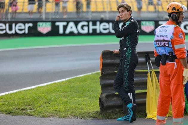 Foto IPP Enrico Schiavi Monza 05-09-2025 Formula 1 - F1 Gran Premio di Italia 2025 FP1 nella foto: George Russell - Mercedes Monza italy ITALIA ITALY  Copyright: xR4924_italyphotopressx