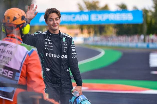 Foto IPP Enrico Schiavi Monza 05-09-2025 Formula 1 - F1 Gran Premio di Italia 2025 FP1 nella foto: George Russell - Mercedes Monza italy ITALIA ITALY  Copyright: xR4924_italyphotopressx