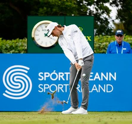 5th September 2025; The K Club, Straffan, County Kildare, Ireland: Amgen Irish Open Golf Second Round; Kristoffer Reitan of Norways tees off on the 12th hole  PeterxFitzpatrick