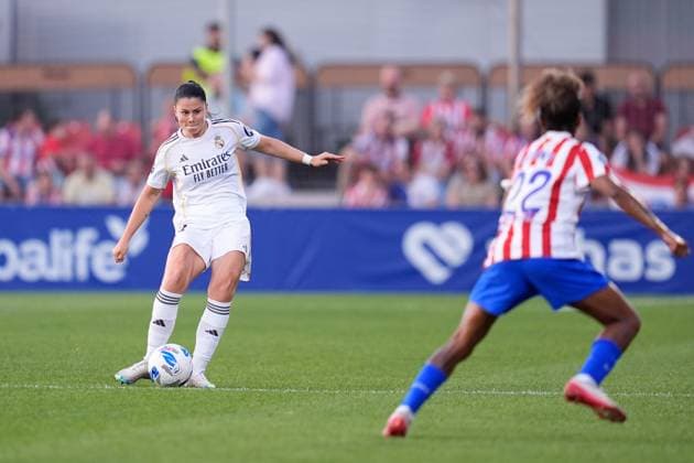 September 5, 2025, Madrid, Madrid, Spain: Maria Mendez of Real Madrid in action during the Spanish Women League, Liga F, football match played between Atletico de Madrid and Real Madrid at Centro Deportivo Alcala de Henares on September 5, 2025 in Madrid, Spain. Madrid Spain - ZUMAa181 20250905_zaa_a181_021 Copyright: xDennisxAgyemanx