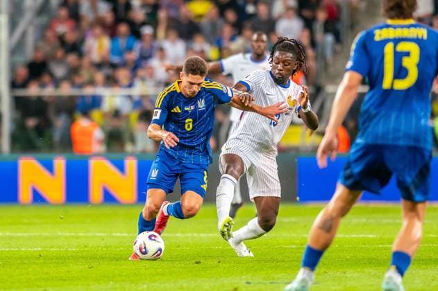 2025.09.05 Wroclaw pilka nozna Kwalifikacje Mistrzostw Swiata 2026 Ukraina - Francja N z Georgiy Sudakov Manu Kone Foto Gleb Soboliev PressFocus 2025.09.05 Wroclaw Football - FIFA World Cup, WM, Weltmeisterschaft, Fussball 2026 Qualifying round Ukraine - France Georgiy Sudakov Manu Kone Credit: Gleb Soboliev PressFocus NEWSPIX.PL --- newspix.pl 