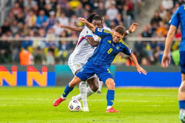 2025.09.05 Wroclaw pilka nozna Kwalifikacje Mistrzostw Swiata 2026 Ukraina - Francja N z Georgiy Sudakov Manu Kone Foto Gleb Soboliev PressFocus 2025.09.05 Wroclaw Football - FIFA World Cup, WM, Weltmeisterschaft, Fussball 2026 Qualifying round Ukraine - France Georgiy Sudakov Manu Kone Credit: Gleb Soboliev PressFocus NEWSPIX.PL --- newspix.pl 