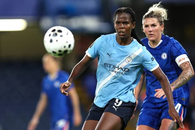 Chelsea v Man City Women 5 September 2025, London - Barclay™s Women™s Super League Football - Chelsea v Manchester City Women - Khadija Shaw of Manchester City - Photo: Charlotte Wilson Offside. London UK Copyright: xCharlottexWilsonx xOffsidexOffside