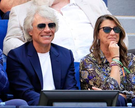 Musician Jon Bon Jovi watches Novak Djokovic of Serbia play Carlos Alcaraz of Spain in a Men s semifinal match at the 2025 US Open Tennis Championship at the USTA Billie Jean King National Tennis Center in New York City on Friday, September 5, 2025.  NYP20250905938 JOHNxANGELILLO