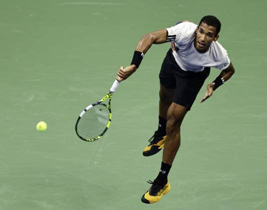 Tennis: U.S. Open Felix Auger-Aliassime of Canada plays against Jannik Sinner of Italy in the men s singles semifinals at the U.S. Open tennis tournament in New York on Sept. 5, 2025.  A14AA0004824755P
