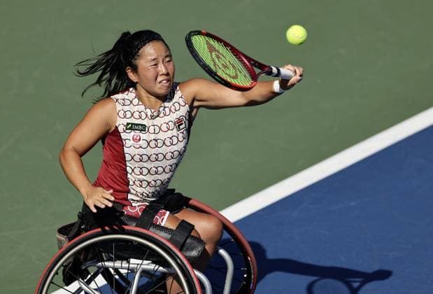 Tennis: U.S. Open Yui Kamiji of Japan plays against Wang Ziying of China in the women s wheelchair singles semifinals at the U.S. Open tennis tournament in New York on Sept. 5, 2025.  A14AA0004824831P