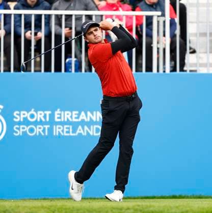 6th September 2025; The K Club, Straffan, County Kildare, Ireland: Amgen Irish Open Golf Third Round; Casey Jarvis of South Africa tees off on the 1st hole  PeterxFitzpatrick