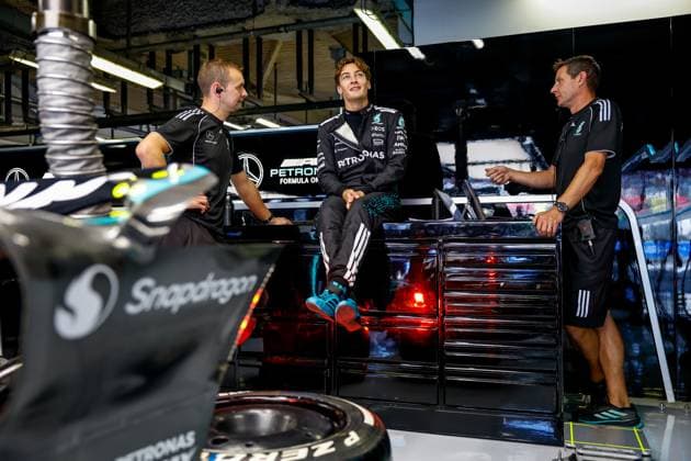 63 George Russell (GBR, Mercedes-AMG Petronas F1 Team), F1 Grand Prix of Italy at Autodromo Nazionale Monza on September 6, 2025 in Monza, Italy. (Photo by HOCH ZWEI) Monza Italy