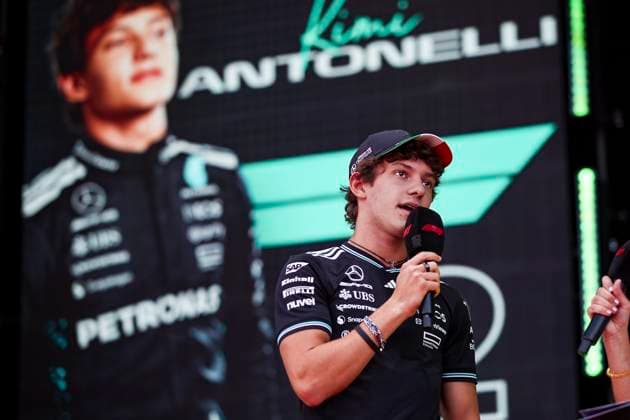 F1 - ITALIAN GRAND PRIX 2025 KIMI ANTONELLI Andrea (ita), Mercedes AMG F1 Team W16, portrait during the 2025 Formula 1 Pirelli Grand Premio d™Italia, 2025 Italian Grand Prix, 16th round of the 2025 FIA Formula One World Championship, WM, Weltmeisterschaft from September 5 to 7, 2025 on the Autodromo Nazionale Monza, in Monza, Italy - MonzaItaly  Copyright: xXavixBonillax