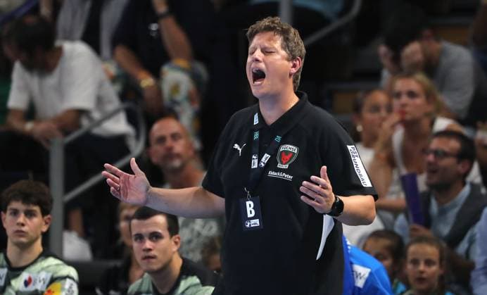 Trainer Nicolej Krickau enttäuscht Enttäuschung Handball HBL Bundesliga Herren 3. Spieltag Saison 2025 2026 06.09.2025 Füchse Berlin vs SC Magdeburg SCM