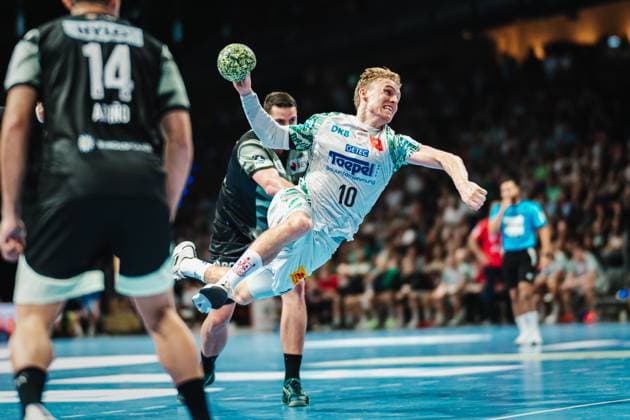 HBL: Füchse Berlin vs. SC Magdeburg, 06.09.25 Gisli Kristjansson (SC Magdeburg, 10) wirft aufs Tor; Füchse Berlin vs. SC Magdeburg am 06.09.2025 in der Max-Schmeling-Halle, Berlin Copyright: xBEAUTIFULxSPORTS Tonhäuserx