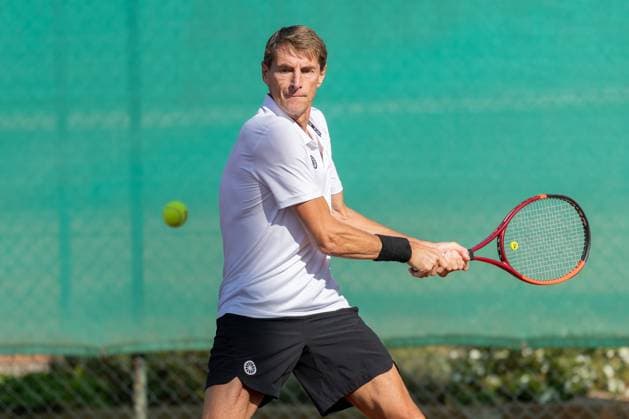 TC Bad Vilbel - Kölner KHT SW, DM-Halbfinale Paul Haarhuis, die Nummer 2 des Kölner KHT SW. Deutsche Vereinsmeisterschaft Herren 55 am 6. und 7. September 2025 in Bad Vilbel. Halbfinalspiel zwischen dem TC Bad Vilbel und dem Kölner KHT SW., Bad Vilbel Hessen Deutschland