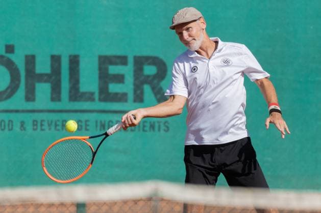 TC Bad Vilbel - Kölner KHT SW, DM-Halbfinale Mark Duncker, die Nummer 6 des Kölner KHT SW. Deutsche Vereinsmeisterschaft Herren 55 am 6. und 7. September 2025 in Bad Vilbel. Halbfinalspiel zwischen dem TC Bad Vilbel und dem Kölner KHT SW., Bad Vilbel Hessen Deutschland