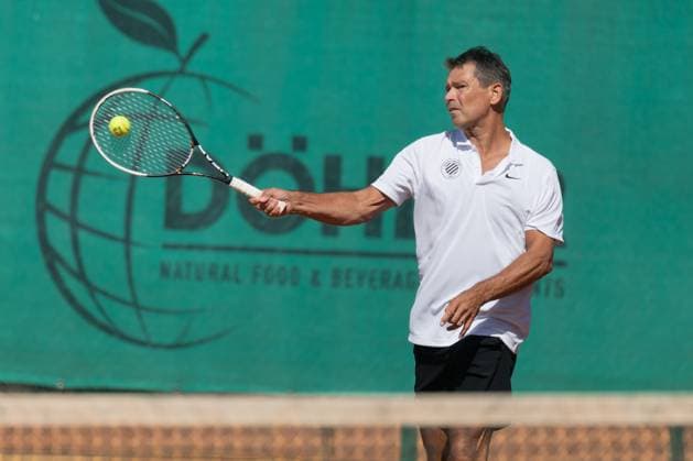 TC Bad Vilbel - Kölner KHT SW, DM-Halbfinale Niels de Kok, die Nummer 5 des Kölner KHT SW. Deutsche Vereinsmeisterschaft Herren 55 am 6. und 7. September 2025 in Bad Vilbel. Halbfinalspiel zwischen dem TC Bad Vilbel und dem Kölner KHT SW., Bad Vilbel Hessen Deutschland