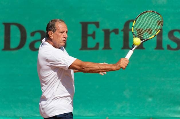 TC Blutenburg München - Tennis-Club SCC Berlin, DM-Halbfinale Münchens Nummer 2, Gerald Kaiser. Deutsche Vereinsmeisterschaft Herren 55 am 6. und 7. September 2025 in Bad Vilbel. Halbfinalspiel zwischen dem TC Blutenburg München und dem Tennis-Club SCC Berlin., Bad Vilbel Hessen Deutschland