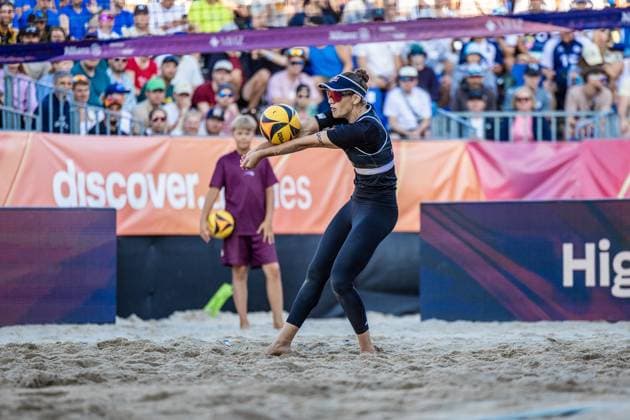 Beachvolleyball I Deutsche Meisterschaften 2025 I Timmendorfer Strand I Tag 3 I 06.09.2025 Annahme Cinja Tillmann (Eintracht Spontent) Timmendorfer Strand Schleswig-Holstein Deutschland Copyright: xLobeca JasperxLorenzx