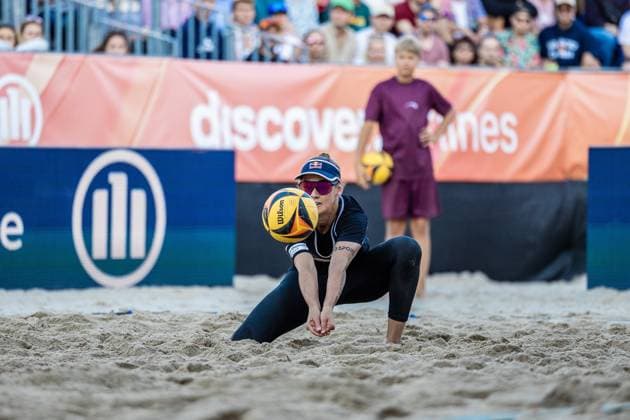 Beachvolleyball I Deutsche Meisterschaften 2025 I Timmendorfer Strand I Tag 3 I 06.09.2025 Annahme Cinja Tillmann (Eintracht Spontent) Timmendorfer Strand Schleswig-Holstein Deutschland Copyright: xLobeca JasperxLorenzx