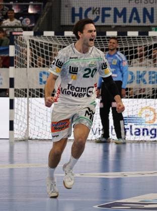 06.09.2025 - Handball - 1. Bundesliga DAIKIN HBL - Saison 2025 2026 - 03. Spieltag: HC Erlangen Metropolregion Nürnberg HCE - Frisch Auf! Göppingen - DaMa - xdaxmax - Jubel Freude - Ludvig Hallbäck Hallbaeck (20, Frisch Auf Göppingen ) ballt Faust Fäuste