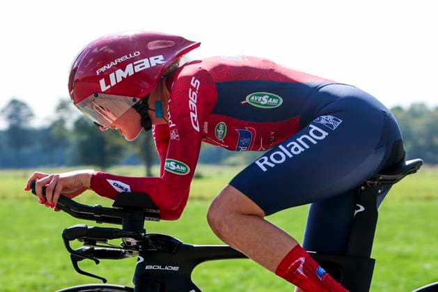 Kaja Rysz Roland De Devoluy competing in the Stage 5 Doetinchem-Westendorp ITT of the Simac Ladies Tour 2025 on September 6, 2025 in Doetinchem, Netherlands. (Photo by Wart Brinkerhof Marcel ter Bals DeFodi Images)