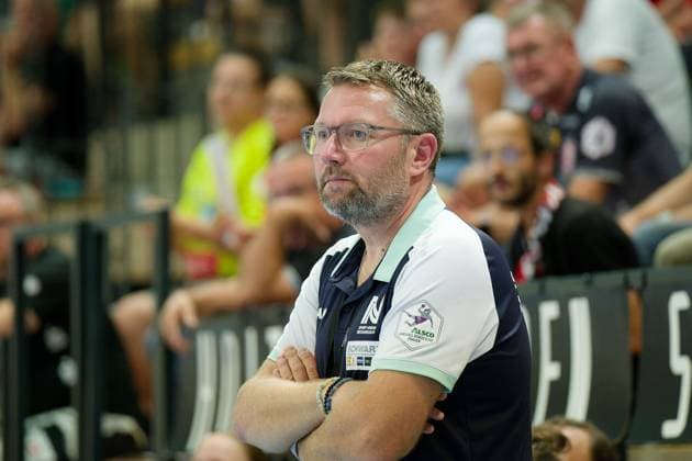 Trainer Thomas Zeitz (Neckarsulm), SV Union Halle-Neustadt vs. Union Neckarsulm, Handball Bundesliga Frauen, Saison 2025 26, 2. Spieltag, 06.09.2025 Halle SWH Arena Sachsen-Anhalt Deutschland