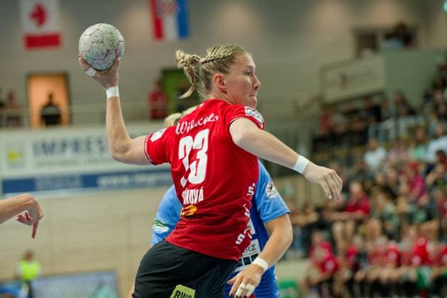 Marie Polakova (Halle, 23), SV Union Halle-Neustadt vs. Union Neckarsulm, Handball Bundesliga Frauen, Saison 2025 26, 2. Spieltag, 06.09.2025 Halle SWH Arena Sachsen-Anhalt Deutschland