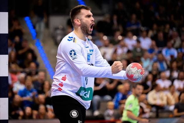 Stuttgart, Handball Bundesliga: HBL - 25 26 - TVB Stuttgart - Bergischer HC Torhueter Miljan Vujovic (Stuttgart) Stuttgart Porsche Arena Baden-Württemberg Deutschland