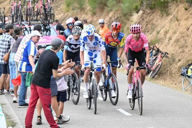 06-09-2025 Vuelta A Espana; Tappa 14 Aviles - La Farrapona; 2025, Uae Team Emirates - Xrg; 2025, Ef Education - Easypost; Vine, Jai; Shaw, James; La Farrapona; 