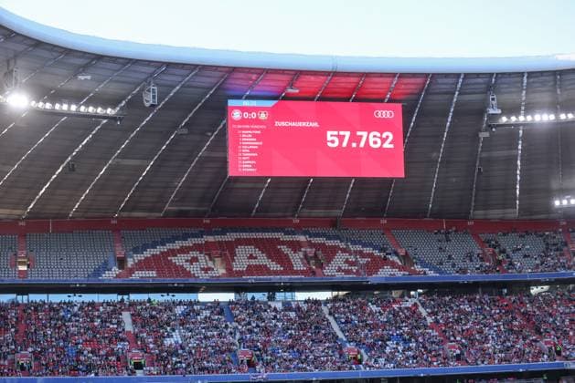 DEU, München, FC Bayern München vs Bayer Leverkusen, Google Pixel Frauen Bundesliga DFB, Saison 2526, Allianz Arena, 1. Spieltag, im Bild: Bundesliga Zuschauer Rekord in der Allianz Arena, 57.762 Zuschauer sahen die Partie Bayern gegen Leverkusen DFB DFL REGULATIONS PROHIBIT ANY USE OF PHOTOGRAPHS AS IMAGE SEQUENCES AND OR QUASI-VIDEO, 06.09.2025, Copyright: HMBxMedia HendrikxHamelau