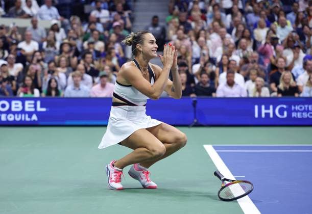 Aryna Sabalenka of Belarus celebrates on match point 2025 US Open, Day Fourteen, USTA Billie Jean King National Tennis Center, New York, USA - 06 Sept 2025New York USTA Billie Jean King National T New York (NY) United States of America  Copyright: xEllaxLing Shutterstockx 15467798l