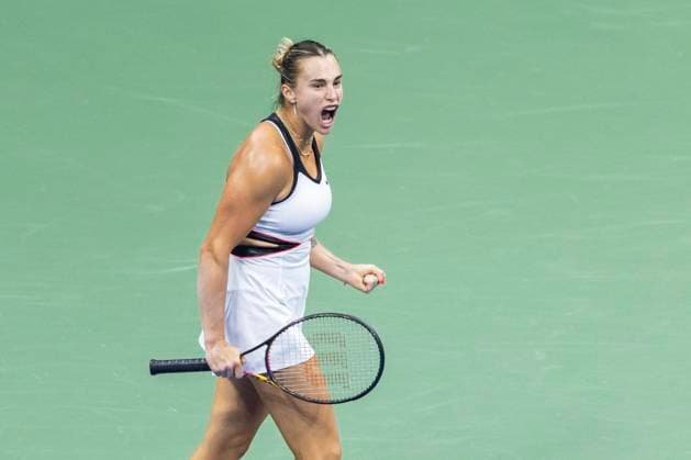 Aryna Sabalenka of Belarus reacts in the second set against Amanda Anisimova in the Women s Finals of the US Open Tennis Championships in Arthur Ashe Stadium at the Billie Jean King National Tennis Center in New York City on Saturday, September 6, 2025.  NYP20250906818 COREYxSIPKIN