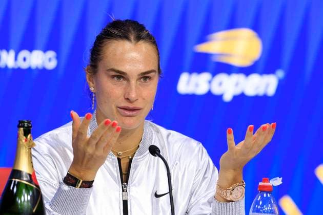 September 6, 2025, Flushing Meadows, New York, USA: Aryna Sabalenka attends a press conference, PK, Pressekonferenz after winning her match at the US Open WomenÃ¢â‚¬â ¢s Final match against Amanda Anisimova on Day 14 of the 2025 US Open at USTA Billie Jean King National Tennis Center on Saturday September 6, 2025 in the Flushing neighborhood of the Queens borough of New York City. JAVIER ROJAS PI Flushing Meadows USA - ZUMAp124 20250906_zaa_p124_059 Copyright: xJavierxRojasx