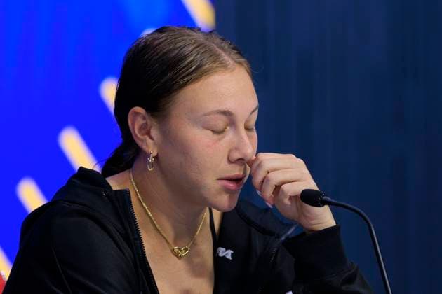 September 6, 2025, Flushing Meadows, New York, USA: Amanda Anisimova attends a press conference, PK, Pressekonferenz after losing her US Open WomenÃ¢â‚¬â ¢s Final match against Aryna Sabalenka on Day 14 of the 2025 US Open at USTA Billie Jean King National Tennis Center on Saturday September 6, 2025 in the Flushing neighborhood of the Queens borough of New York City. JAVIER ROJAS PI Flushing Meadows USA - ZUMAp124 20250906_zaa_p124_072 Copyright: xJavierxRojasx