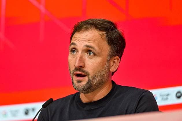 GER, FFBL, FC Bayern München vs Bayer 04 Leverkusen 06.09.2025, Allianz-Arena, München, GER, FFBL, FC Bayern München vs Bayer 04 Leverkusen, im Bild Jose Barcala (Bayern Muenchen), Pressekonferenz nach Spielende