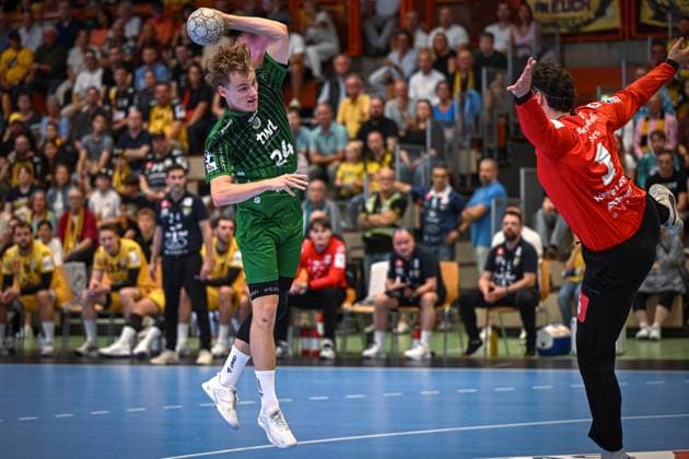 Deutschland: Handball 2. Bundesliga 2025 26, 06.09.2025 2. Spieltag - HSG Krefeld Niederrhein vs Die Eulen Ludwigshafen - Sporthalle Glockenspitz (Krefeld), Theo Straub (Die Eulen Ludwigshafen, 24) Copyright: xMarkusxVerwimpx