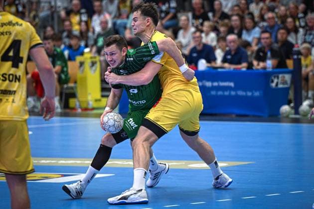 Deutschland: Handball 2. Bundesliga 2025 26, 06.09.2025 2. Spieltag - HSG Krefeld Niederrhein vs Die Eulen Ludwigshafen - Sporthalle Glockenspitz (Krefeld), Matija Mircic (HSG Krefeld Niederrhein, 97) Copyright: xMarkusxVerwimpx
