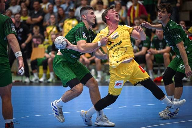 Deutschland: Handball 2. Bundesliga 2025 26, 06.09.2025, 2. Spieltag - HSG Krefeld Niederrhein vs Die Eulen Ludwigshafen - Sporthalle Glockenspitz (Krefeld), Falk Kolodziej (HSG Krefeld Niederrhein, 5) Copyright: xMarkusxVerwimpx