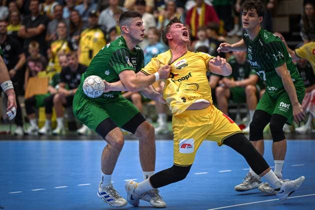 Deutschland: Handball 2. Bundesliga 2025 26, 06.09.2025, 2. Spieltag - HSG Krefeld Niederrhein vs Die Eulen Ludwigshafen - Sporthalle Glockenspitz (Krefeld), Falk Kolodziej (HSG Krefeld Niederrhein, 5) Copyright: xMarkusxVerwimpx