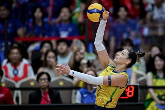 Japan v Brazil - FIVB Women’s World Volleyball Championship BANGKOK, THAILAND - SEPTEMBER 7: Rosamaria Montibeller (7) of Brazil competes during the FIVB Women s Volleyball World Championship, WM, Weltmeisterschaft bronze medal match between Japan and Brazil at the Huamark Indoor Stadium in Bangkok, Thailand on September 7, 2025. Mustafa Hatipoglu Anadolu Bangkok Thailand. Editorial use only. Please get in touch for any other usage.  Copyright: x2025xAnadoluxMustafaxHatipoglux