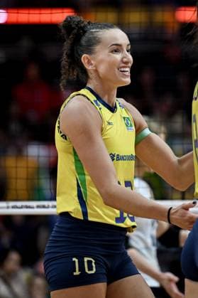 Japan v Brazil - FIVB Women’s World Volleyball Championship BANGKOK, THAILAND - SEPTEMBER 7: Gabriela Braga Guimaraes (10) of Brazil compete during the FIVB Women s Volleyball World Championship, WM, Weltmeisterschaft bronze medal match between Japan and Brazil at the Huamark Indoor Stadium in Bangkok, Thailand on September 7, 2025. Mustafa Hatipoglu Anadolu Bangkok Thailand. Editorial use only. Please get in touch for any other usage.  Copyright: x2025xAnadoluxMustafaxHatipoglux