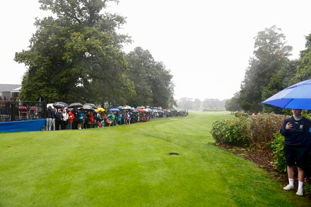 7th September 2025; The K Club, Straffan, County Kildare, Ireland: Amgen Irish Open Golf Final Round; A view from the 1st tee box prior to Shane Lowry of Ireland tees off  PeterxFitzpatrick