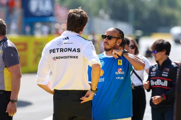 Drivers Parade, Mercedes-Chef Toto Wolff (Mercedes-AMG Petronas), Lewis Hamilton (Scuderia Ferrari HP 44), Rennen, Grosser Preis von Italien, Motorsport, Herren, Formel 1, 07.09.2025 Monza Lombardei Italien
