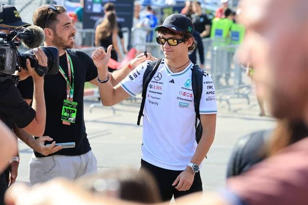 7th September 2025; Autodromo Nazionale Monza, Monza, Italy; Formula 1 Italian Grand Prix 2025 Race Day; Kimi Antonelli (ITA) Mercedes AMG Petronas F1 Team arrives for the race  PierrexTeyssot