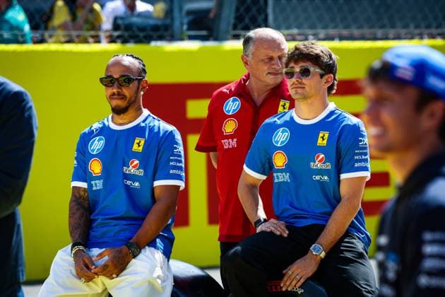 F1 - ITALIAN GRAND PRIX 2025 HAMILTON Lewis (gbr), Scuderia Ferrari SF-25, LECLERC Charles (mco), Scuderia Ferrari SF-25, VASSEUR FrÃ dÃ ric (fra), Team Principal & General Manager of the Scuderia Ferrari, portrait, during the 2025 Formula 1 Pirelli Grand Premio d™Italia, 2025 Italian Grand Prix, 16th round of the 2025 FIA Formula One World Championship, WM, Weltmeisterschaft from September 5 to 7, 2025 on the Autodromo Nazionale Monza, in Monza, Italy - MonzaItaly  Copyright: xFLORENTxGOODENx