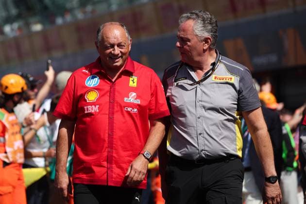 Frederic Vasseur (FRA, Scuderia Ferrari HP), Mario Isola (ITA, Pirelli Motorsport), F1 Grand Prix of Italy at Autodromo Nazionale Monza on September 7, 2025 in Monza, Italy. (Photo by HOCH ZWEI) Monza Italy