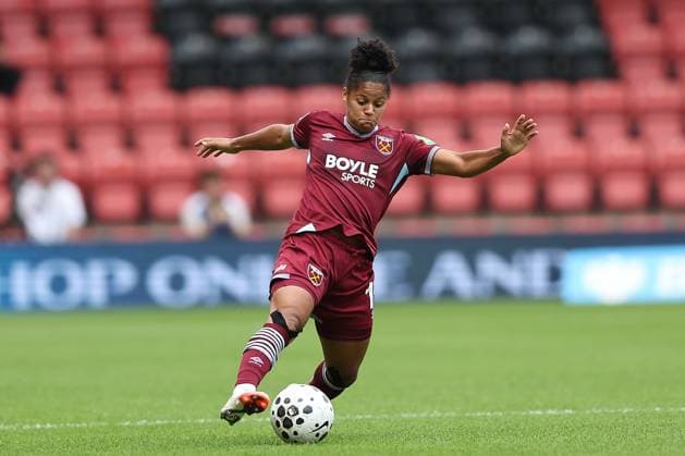 7th September 2025; Brisbane Road, London, England; Womens Super League Football, Tottenham Hotspur versus West Ham United; Shekiera Martinez of West Ham United  KatiexChan