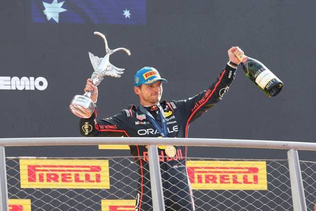 Winner, Sieger, Max Verstappen (Oracle Red Bull Racing 1) auf dem Podium, Rennen, Grosser Preis von Italien, Motorsport, Herren, Formel 1, 07.09.2025 Monza Lombardei Italien