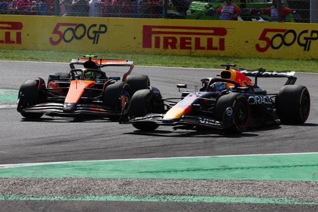 1 Max Verstappen (NLD, Oracle Red Bull Racing), 4 Lando Norris (GBR, McLaren F1 Team), F1 Grand Prix of Italy at Autodromo Nazionale Monza on September 7, 2025 in Monza, Italy. (Photo by HOCH ZWEI) Monza Italy