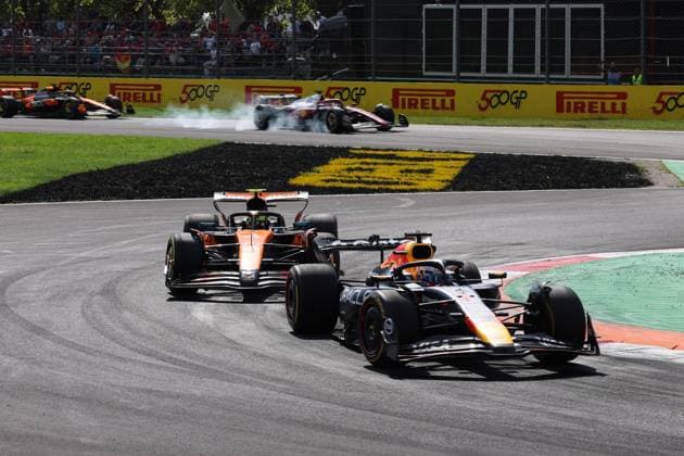 1 Max Verstappen (NLD, Oracle Red Bull Racing), 4 Lando Norris (GBR, McLaren F1 Team), F1 Grand Prix of Italy at Autodromo Nazionale Monza on September 7, 2025 in Monza, Italy. (Photo by HOCH ZWEI) Monza Italy